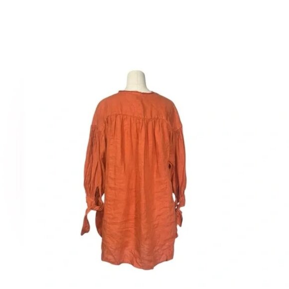 ANTHROPOLOGIE - Ginnie Tied-Sleeve Linen Tunic By Holding Horses Size Sz XS - Picture 5 of 8